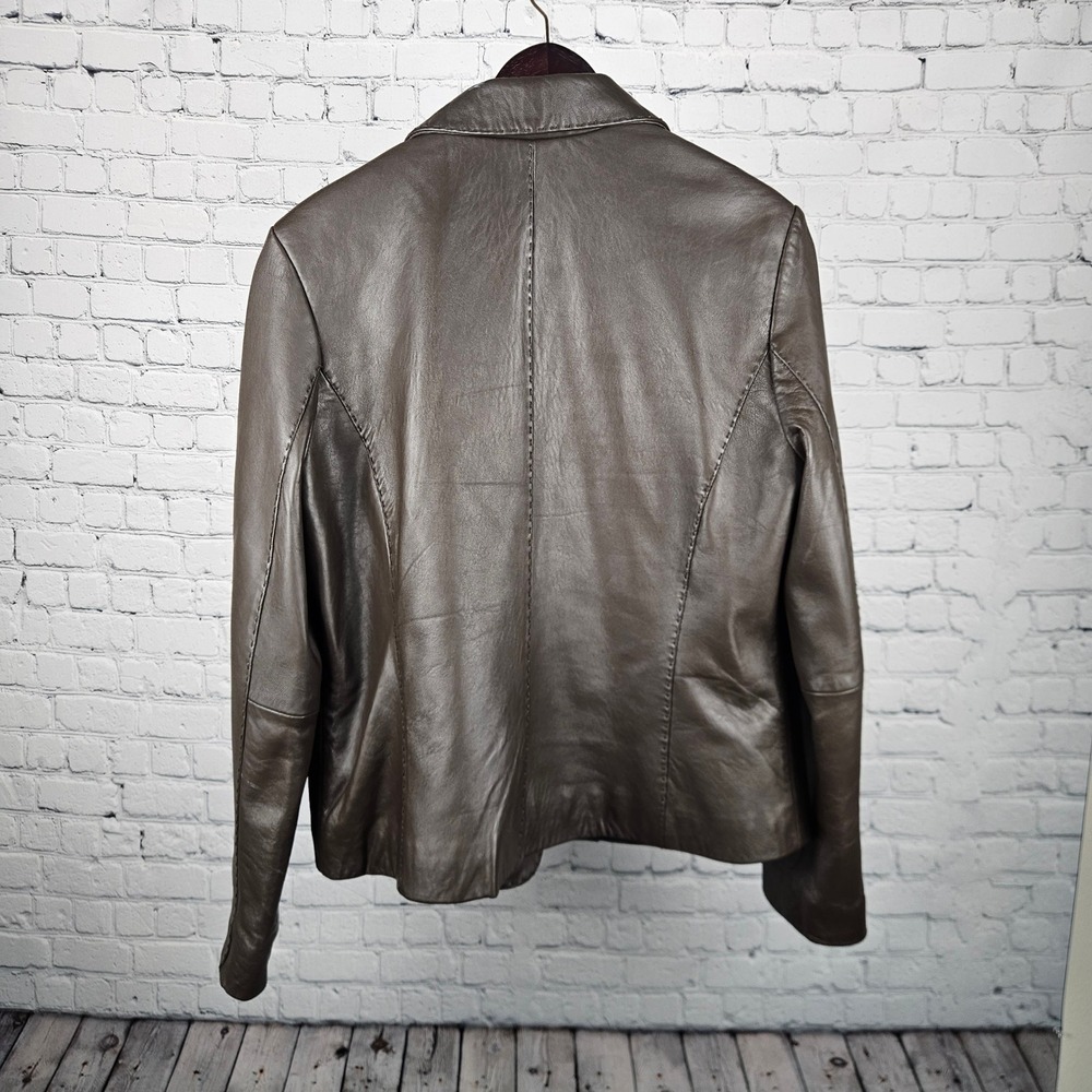 Sonoma Life Style Brown Lambskin Leather Blazer Jacket Womens Large 4 Button L - Picture 7 of 10